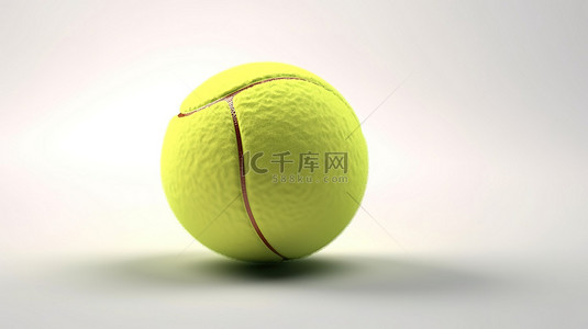 在空白的白色表面上进行 3D 渲染的网球
