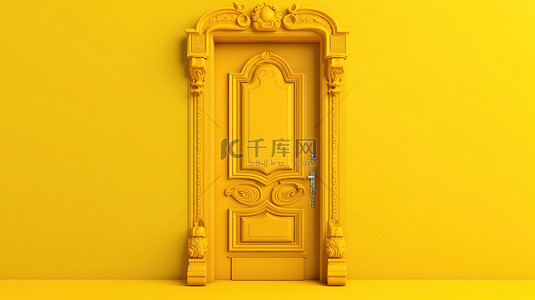 家具门背景图片_3d 渲染中的黄色门