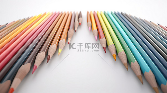 黑色板背景图片_白色背景展示了充满活力的 3D 铅笔排列