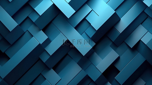 蓝色几何企业背景图片_时尚的企业模板几何蓝色之字形平面 3D 插图与简约背景