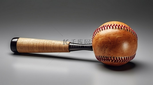 3d 渲染的棒球棒和棒球与剪切路径
