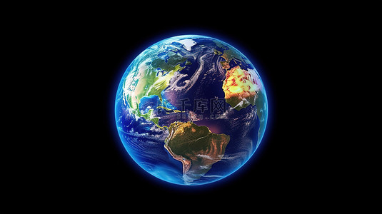 蓝色行星地球的 3d 渲染元素