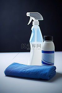 定期做毛囊清洁背景图片_一瓶清洁粉和另一块清洁布