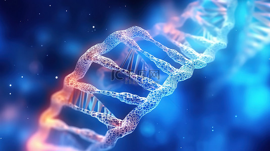 蓝色背景上烟雾转化为 DNA 的二进制代码的 3D 插图