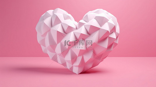 浪漫情人节艺术字背景图片_情人节主题粉红色背景，3D 渲染中的白心