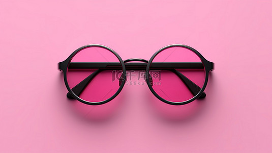 粉色眼睛背景图片_黑色和粉色圆形眼镜的 3d 渲染