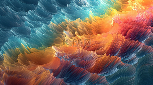 色彩理纹背景图片_3D 渲染中迷人的分形艺术艺术海浪