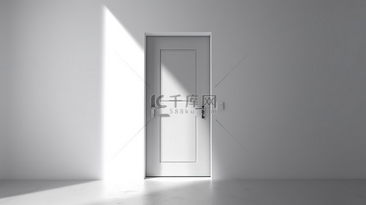 房间号导向牌背景图片_关上带有可见标志的门，白色的门被灯光照亮，描绘了 3D 渲染中的死胡同和绝望的概念