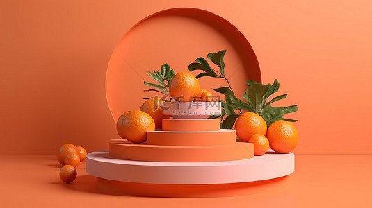 3d 橙色销售台是一个令人惊叹的工作室和陈列室，为您的产品展示特别优惠组合