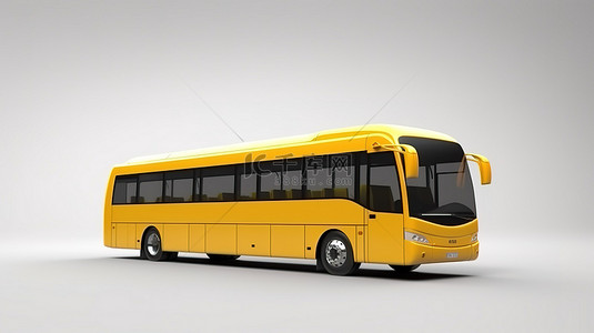 城市客运黄色巴士的 3d 渲染