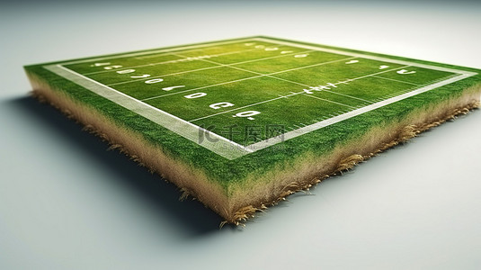 体育场比赛背景图片_美式足球场横截面的 3D 插图，其中有郁郁葱葱的绿色橄榄球体育场草地