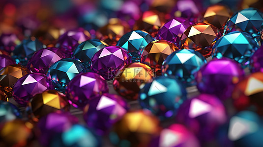 狂欢节钻石的 3D 渲染作为假日海报或织物背景