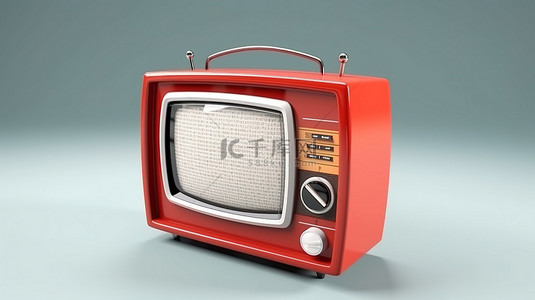 电视娱乐背景图片_可爱的老式电视，带 3D 渲染天线