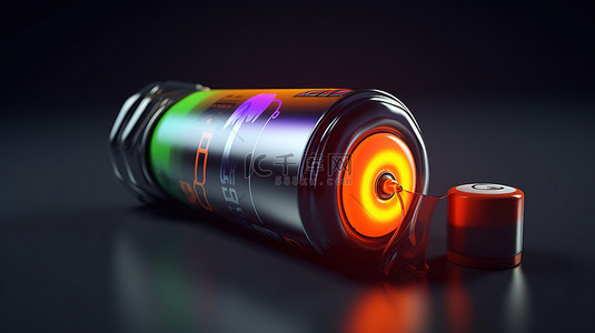 电池能源科技背景背景图片_网页电池充电指示器的 3D 渲染