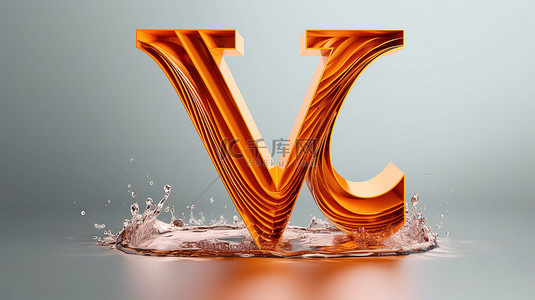 v3标志背景图片_具有分层波效果字母 v 的 3d 渲染字符类型