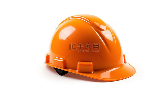 个人网站轮播图背景图片_白色背景上孤立的橙色安全头盔的 3D 渲染
