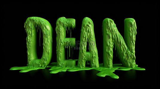 用绿色万圣节粘液制作的“死亡”一词的 3d 渲染