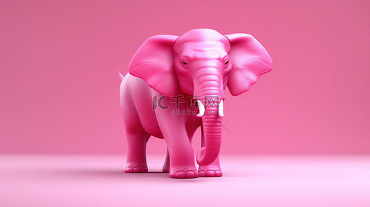 3D 插图中顽皮的粉红色大象