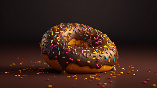 3d 渲染中的彩色洒顶巧克力甜甜圈