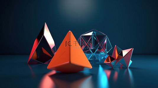 抽象 3d 渲染中的一组几何形状