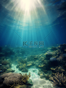 海水日光珊瑚海底世界摄影广告背景
