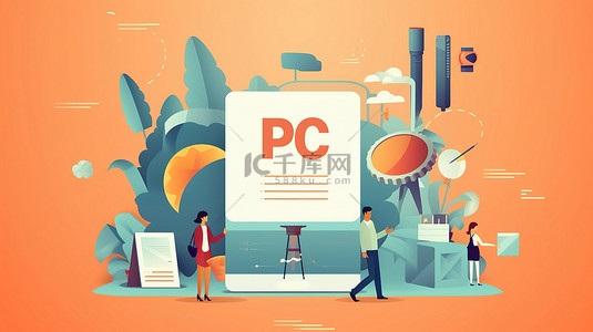 投资广告背景图片_通过 ppc 广告和转化策略提高您的在线销售 3D 平面横幅插图