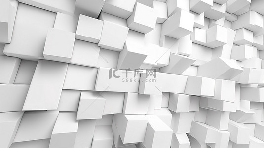 白色背景上抽象面板设计的几何 3D 渲染