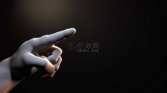 鼠标点击音效背景图片_卡通手用手指指向左侧或点击某物的 3D 渲染图像