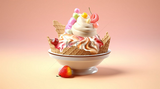 冰冻喜悦冰淇淋的 3D 插图