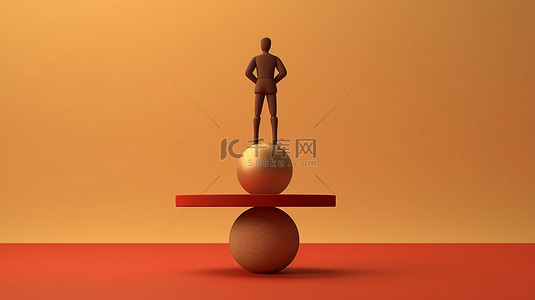 在规模上保持平衡的男性人物 3D 渲染图像