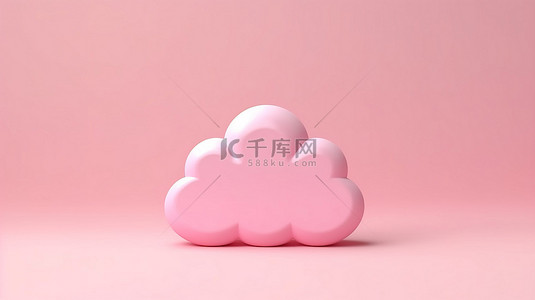柔和的粉红色背景中令人愉悦的云，用于产品展示 3D 渲染插图