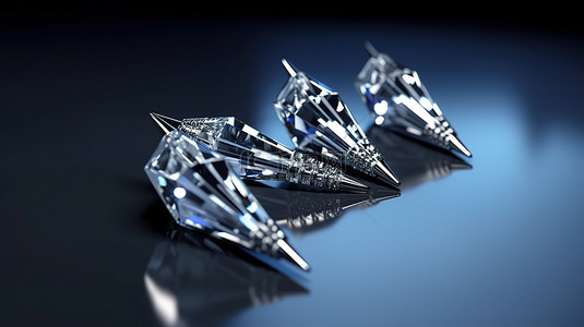 3D 插图钻石阵列形成箭头形设计