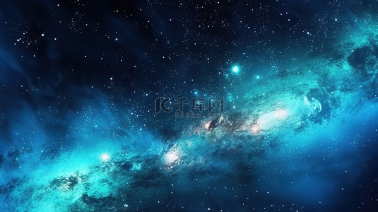 迷人的星空，令人惊叹的宇宙背景，闪烁的星星和迷人的星系 3D 渲染