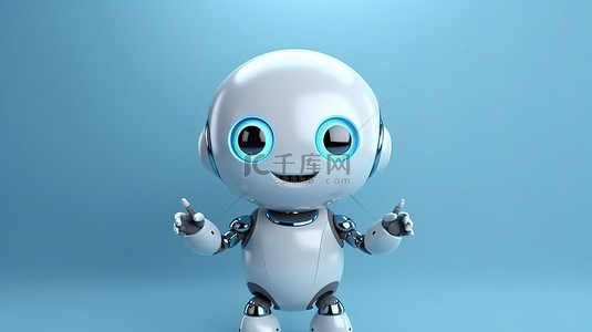 人你好背景图片_卡通姿势 3D 渲染中可爱的 ai 机器人