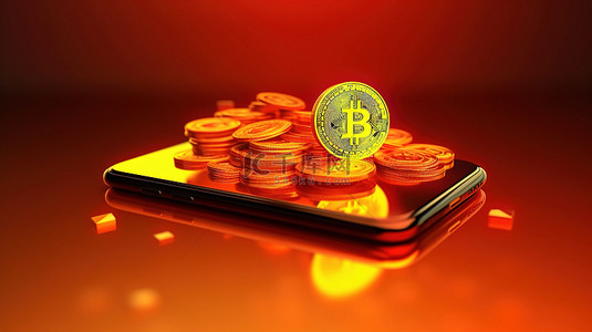 在线购买比特币 3D 插图显示使用加密货币的手机交易