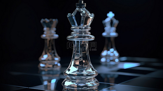 游戏工作室背景图片_用于国际象棋游戏的 3D 渲染的孤立水晶骑士棋子