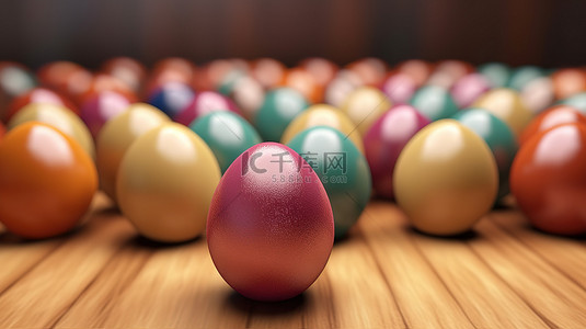 蛋白質食物背景图片_独特的复活节彩蛋在普通的3D渲染中脱颖而出