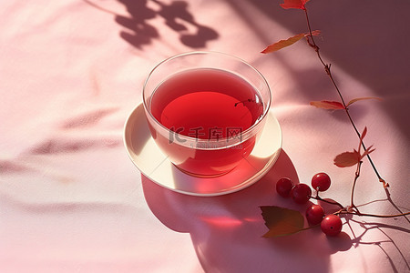 红茶茶背景图片_一杯带叶子的红茶