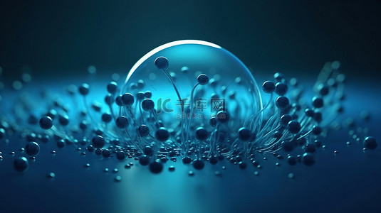 蓝色背景染色体的液泡中分子细胞的化妆品概念 3d 渲染