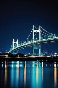 晚上礁石背景图片_晚上的山口桥和东京大桥 来自 jmj 日本的美丽图片