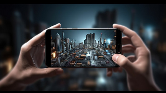 手机app长图背景图片_手持手机摄像头捕捉瞬间 3D 渲染
