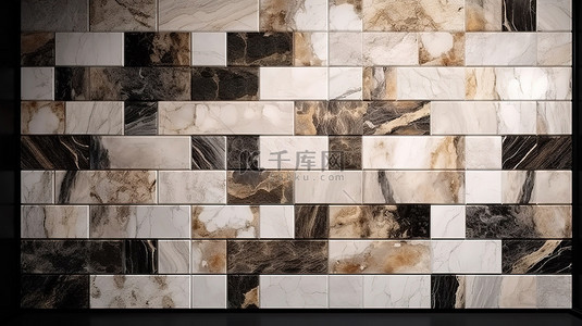 抽象大理石纹理背景图片_3d 渲染中的大理石墙砖面板