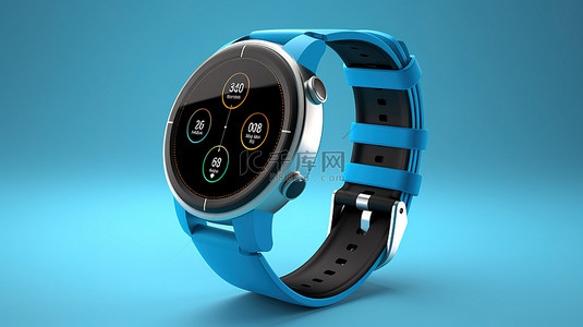 时尚蓝色智能手表的 3d 模型