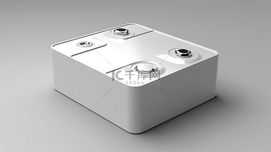 单独站立的空白色能量电池 3d 插图