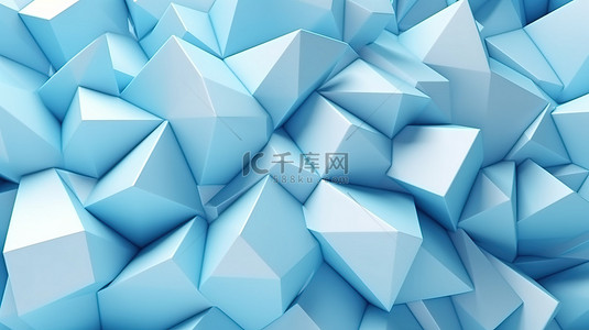 浅蓝色渐变中抽象几何背景的 3d 渲染