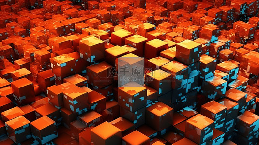 作为抽象背景的 3D 立方体的渲染插图
