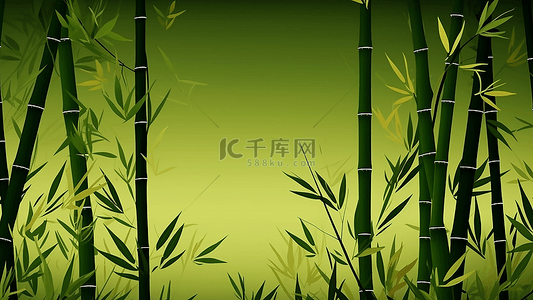 绿色环保名片背景图片_竹子自然背景插画