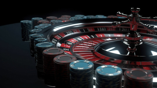 命运背景图片_带动画扑克筹码的 3d 轮盘赌，背景为赌场代币和复制空间