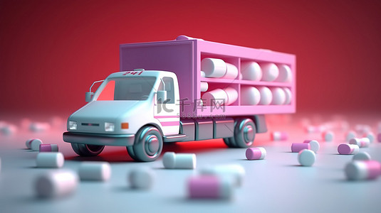 运输 onthego 安眠药和药物交付的车辆的 3D 插图