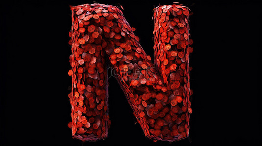 精子骨头背景图片_3d 渲染的红色头骨字体用骨头拼出字母 n